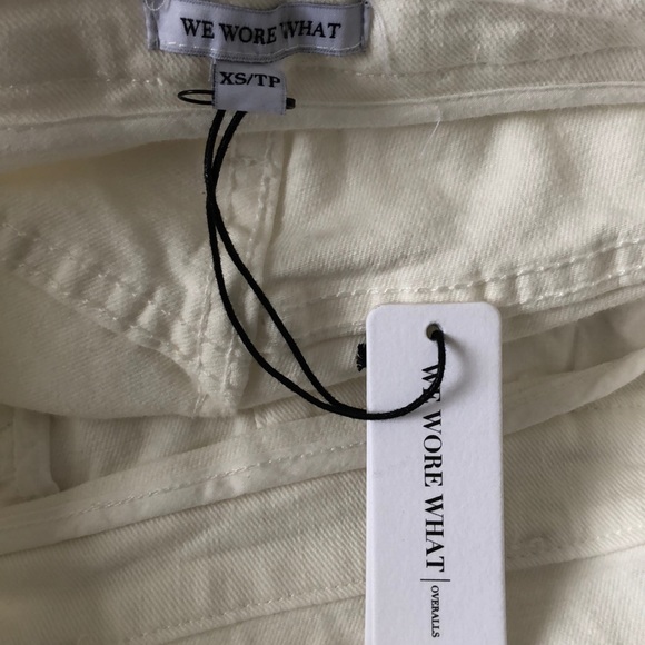 NWT WE WORE WHAT white hi rise skinny overalls XS - Picture 8 of 12